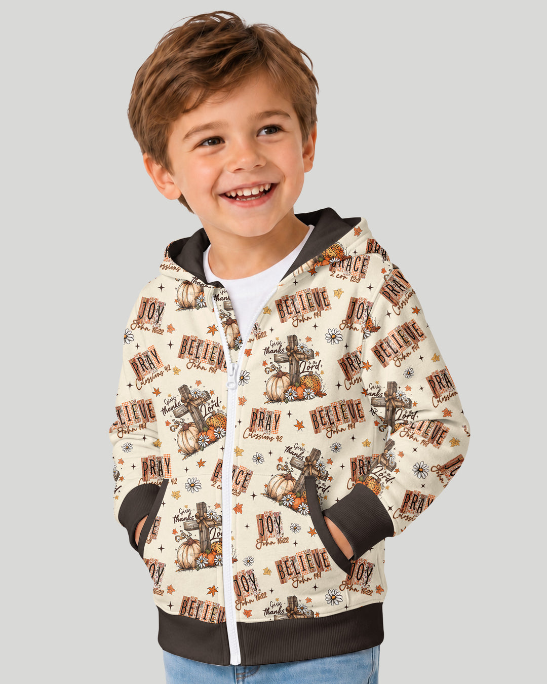 Floral Fall Give Thanks To The Lord Bamboo Zip Hoodie