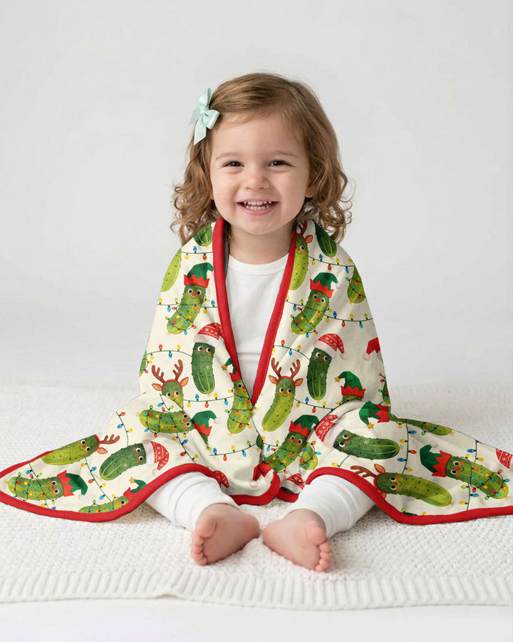 Cheerful Christmas Pickle Bamboo Blanket