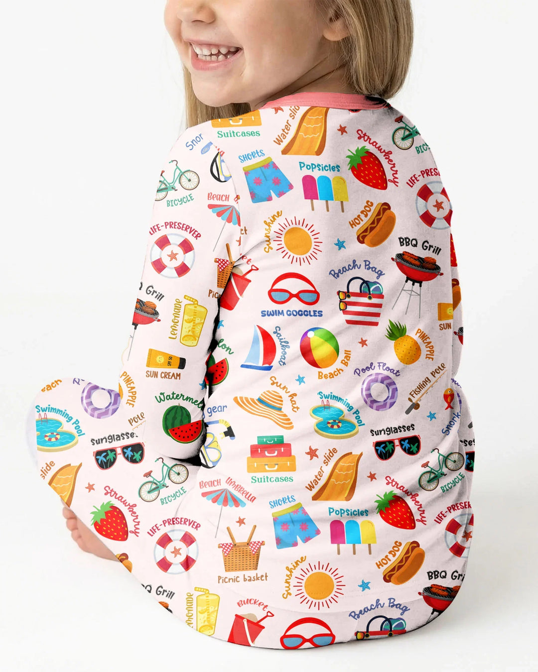 Zweiteiliges Langarm-Pyjama-Set mit Sommerfrüchten