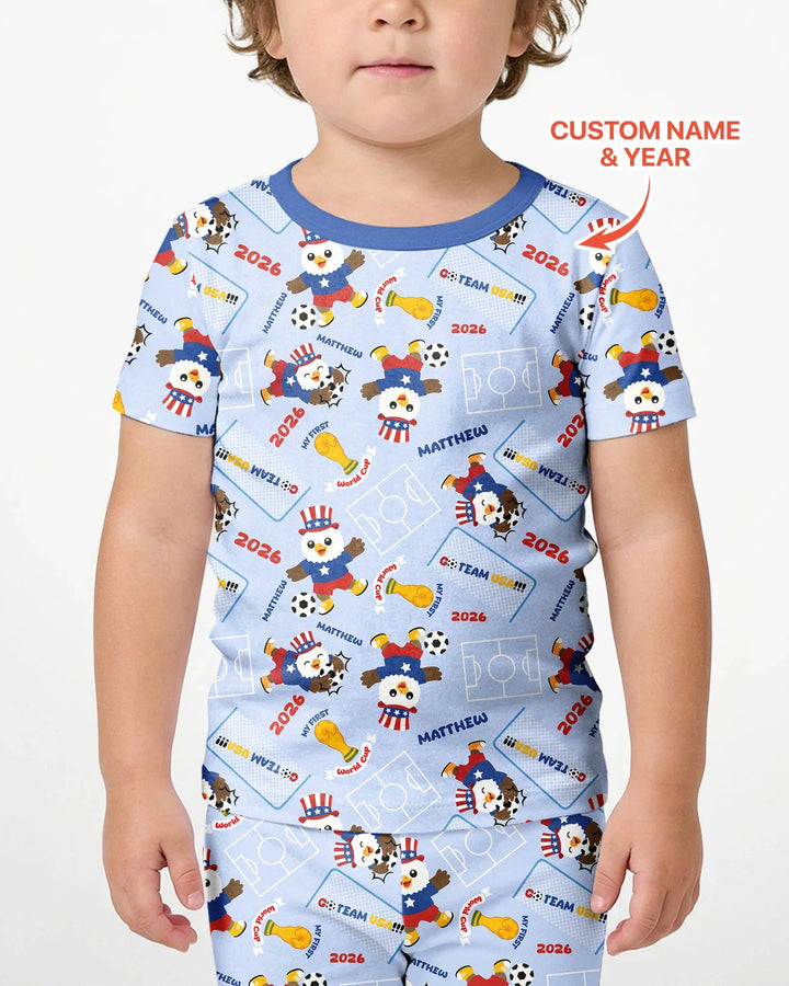 Zweiteiliges Pyjama-Set mit kurzen Ärmeln und Shorts im Sommer-Design