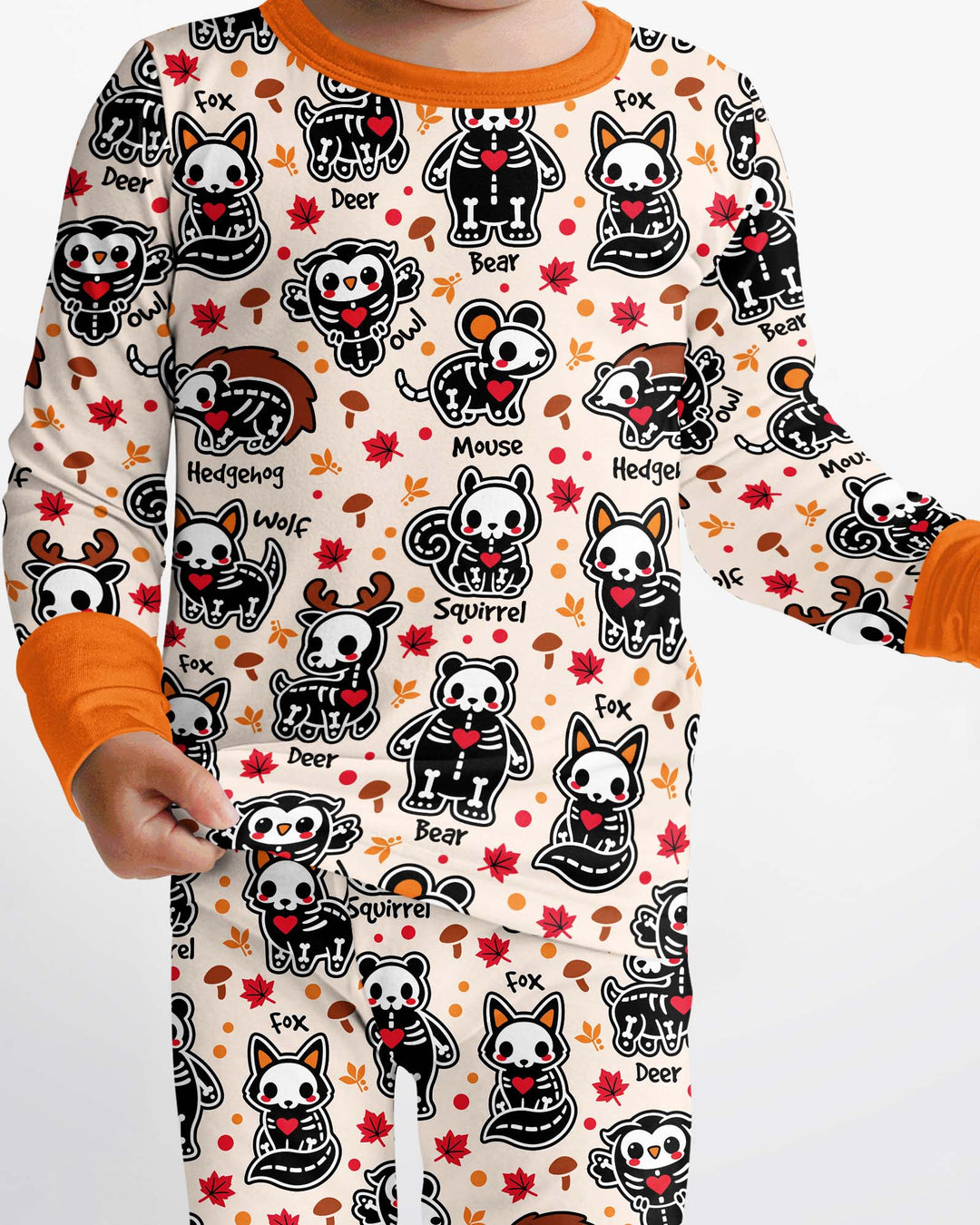 Autumn Charm Skeleton Cute Pet Bamboo Two Piece Long Sleeve Pajama Set