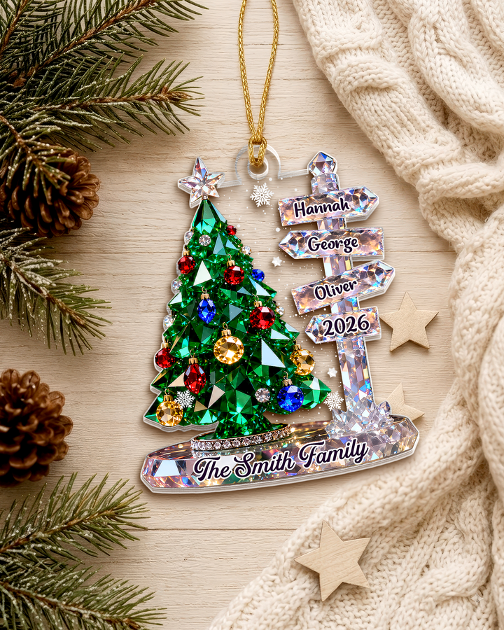 Family Signpost Custom Name 1-Side Acrylic Ornament