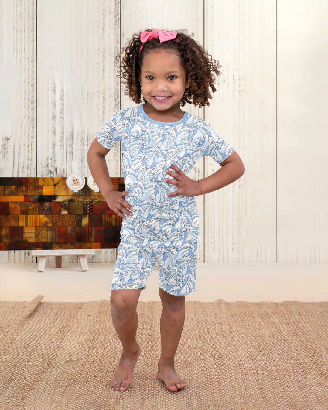 Ghostly Threads Bamboo Two Piece Short Sleeve Shorts Pajama Set