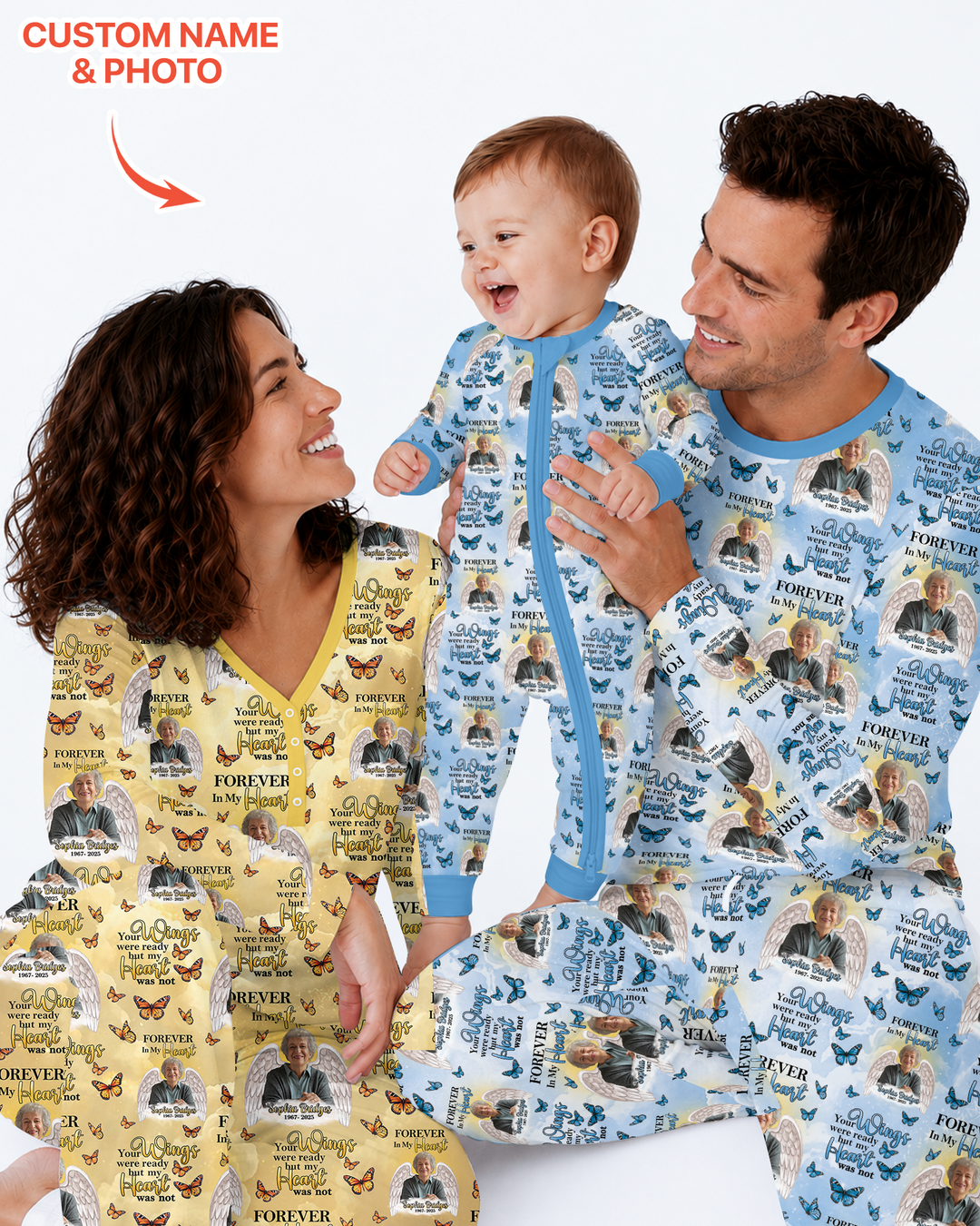 Custom Photo Forever In My Heart Family Matching Bamboo Men Pajama Set