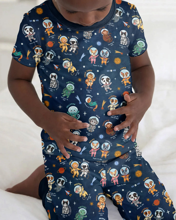 Animal Astronauts Bamboo Two Piece Short Sleeve Pajama Set