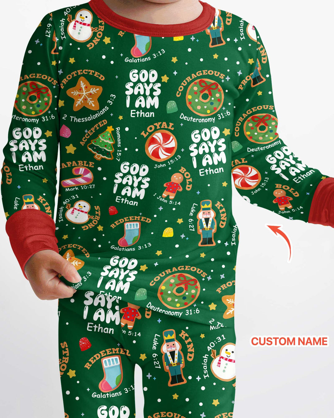 Merry Christmas God Says I Am Custom Name Bamboo Two Piece Long Sleeve Pajama Set