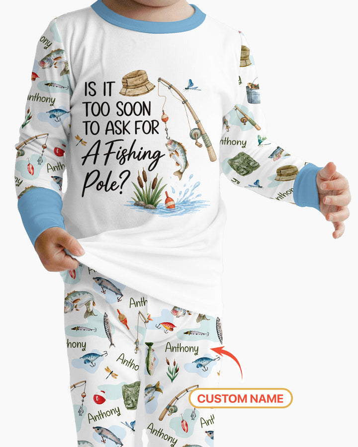 Is It Too Soon To Ask For A Fishing Pole Bamboo Two Piece Long Sleeve Pajama Set