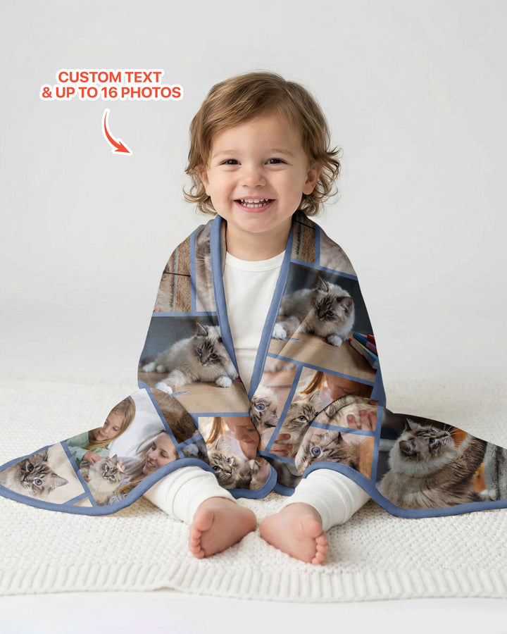 Custom Pet Photo Collage Bamboo Blanket