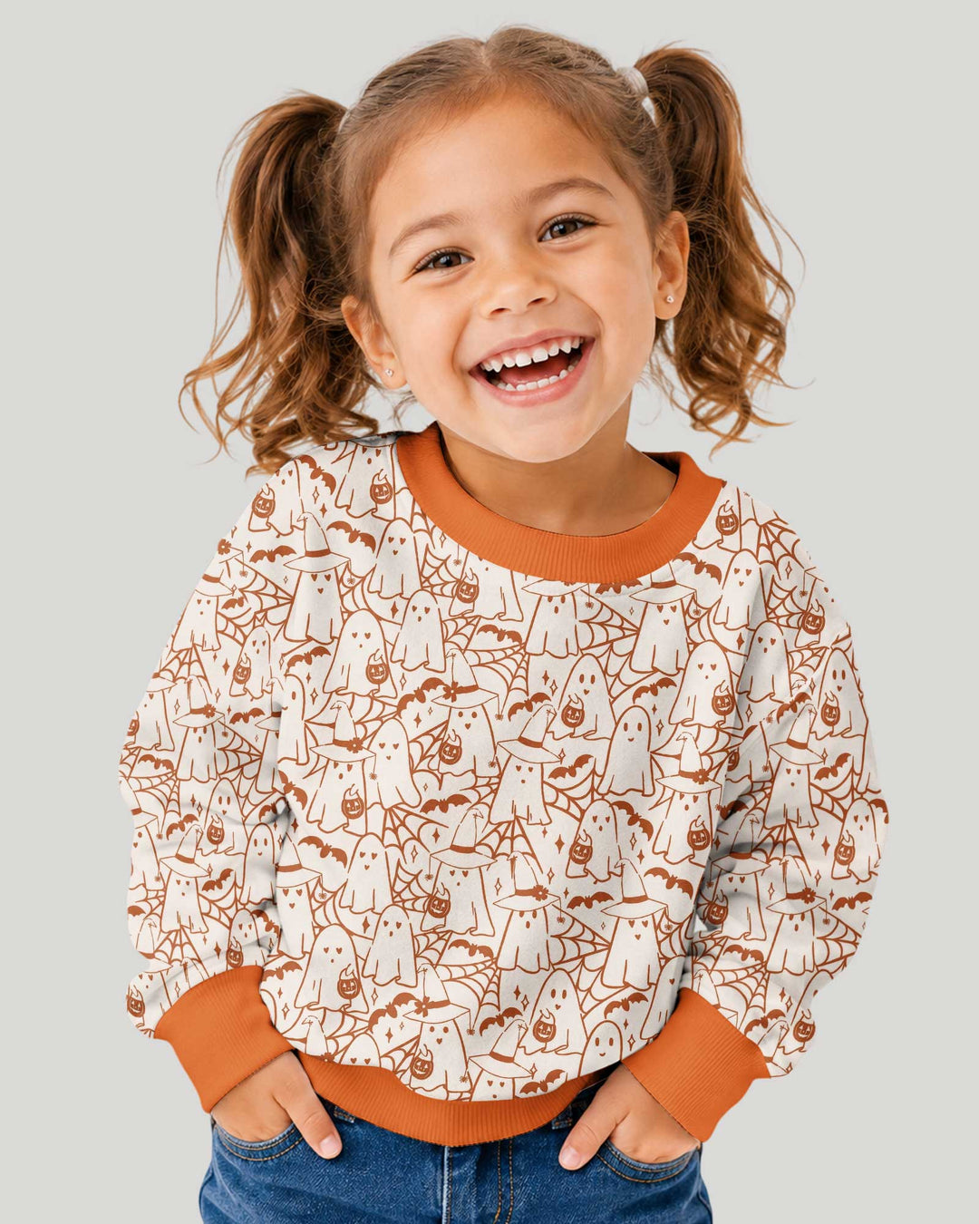 Boo Trick or Treat Ghosts Halloween Bamboo Crewneck Sweatshirt