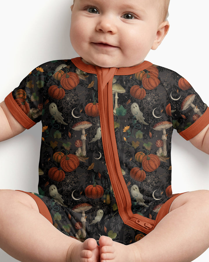 Spooky Cute Ghost Pumpkin Mushroom Halloween Bamboo Shorty Zippy