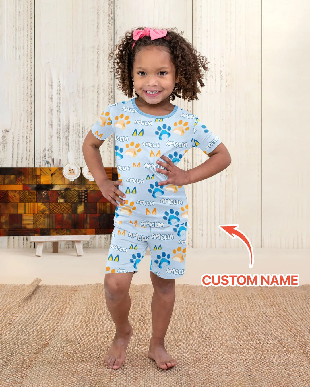 Zweiteiliges Pyjama-Set mit kurzen Ärmeln und Shorts im Sommer-Design