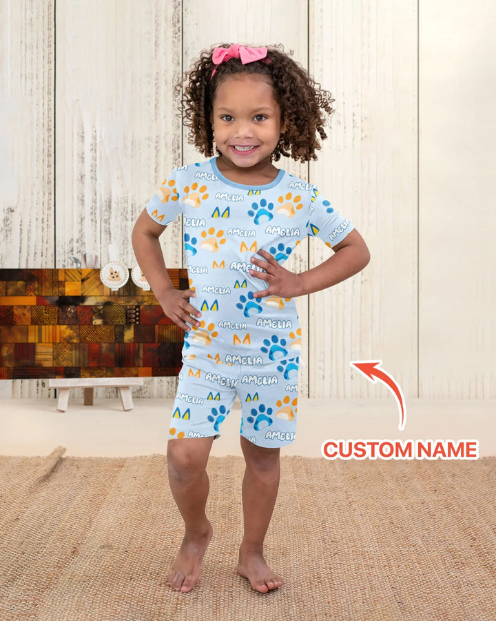 Zweiteiliges Pyjama-Set mit kurzen Ärmeln und Shorts im Sommer-Design