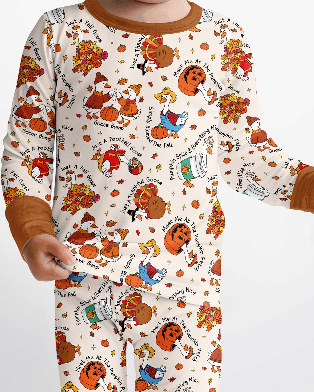 Just A Fall Goose Family Matching Bamboo Two Piece Long Sleeve Pajama Set