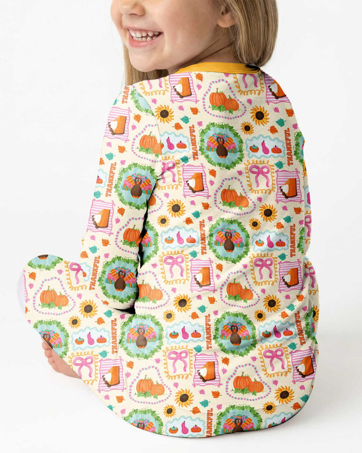 Sweet Thanksgiving Harvest Bamboo Two Piece Long Sleeve Pajama Set