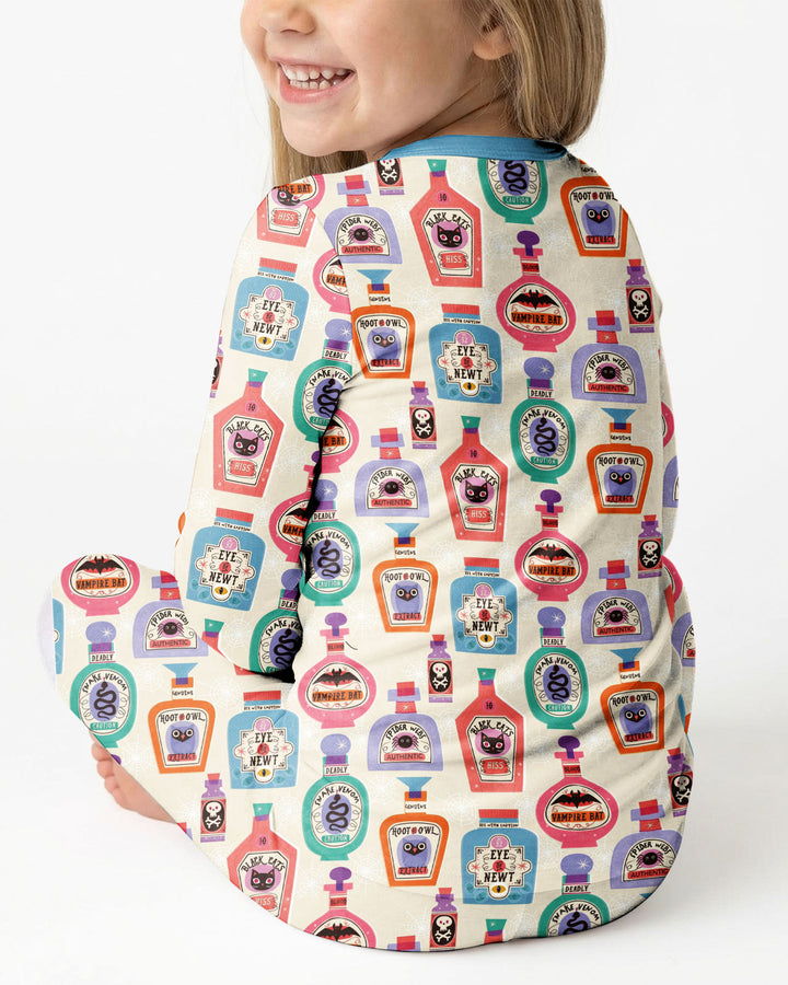 Retro Halloween Potions Bamboo Two Piece Long Sleeve Pajama Set