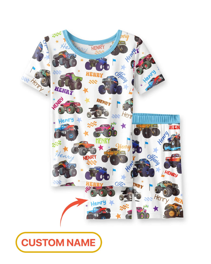 Zweiteiliges Pyjama-Set mit kurzen Ärmeln und Shorts im Sommer-Design