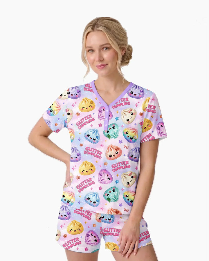 Glitter Dumpling Bamboo Women Short Sleeve Short Pajama Set