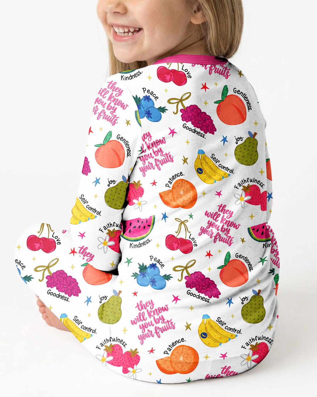 They Will Know You By Your Fruits Bamboo Two Piece Long Sleeve Pajama Set