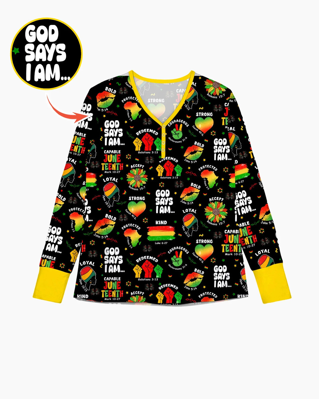 Gott sagt, ich bin Juneteenth Blessings Bambus Damen Pyjama Set