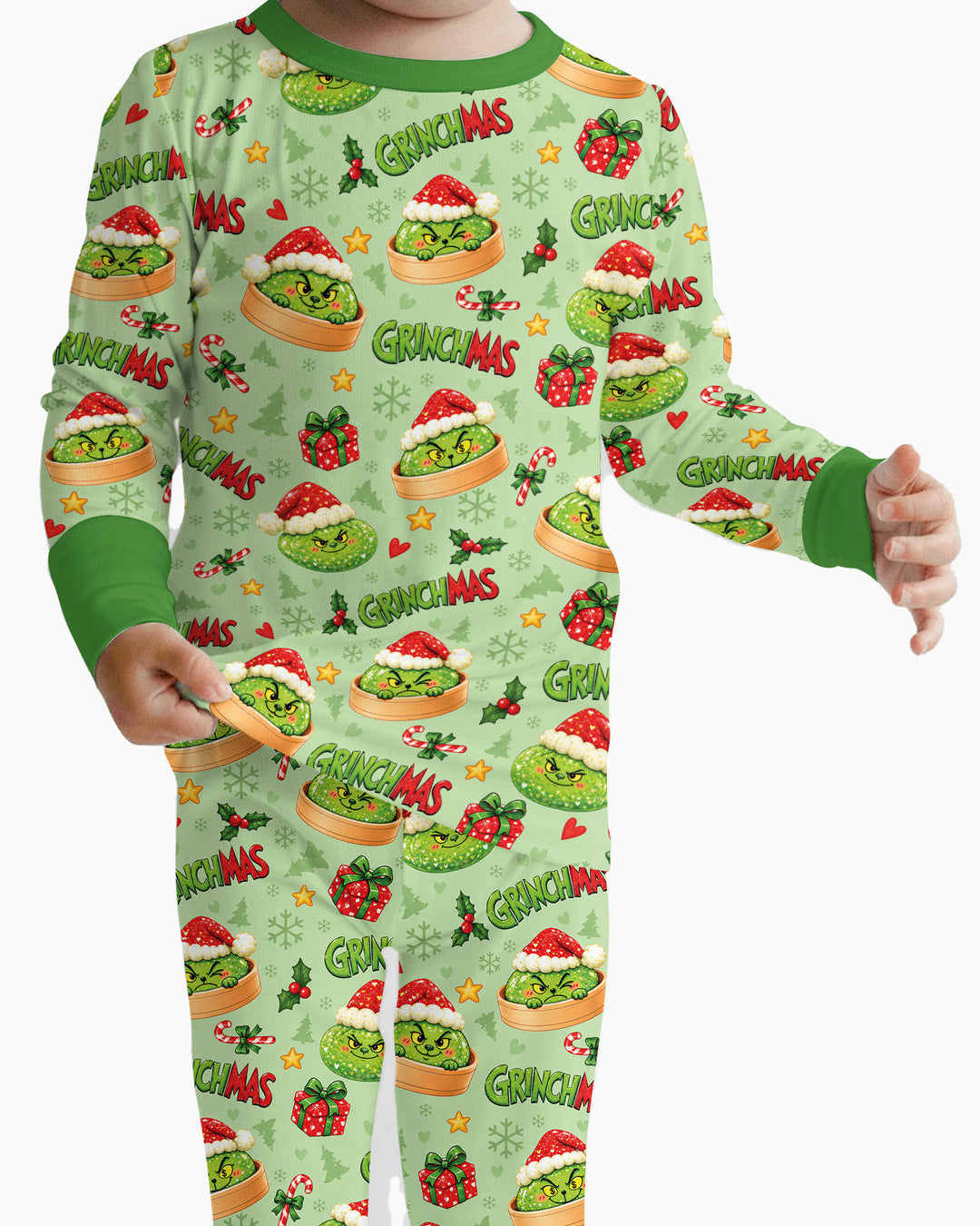 Grinchmas Dumpling Bamboo Two Piece Long Sleeve Pajama Set