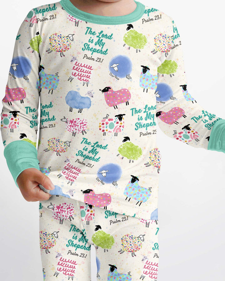 The Lord Is My Shepherd Psalm 23 Bamboo Two Piece Long Sleeve Pajama Set