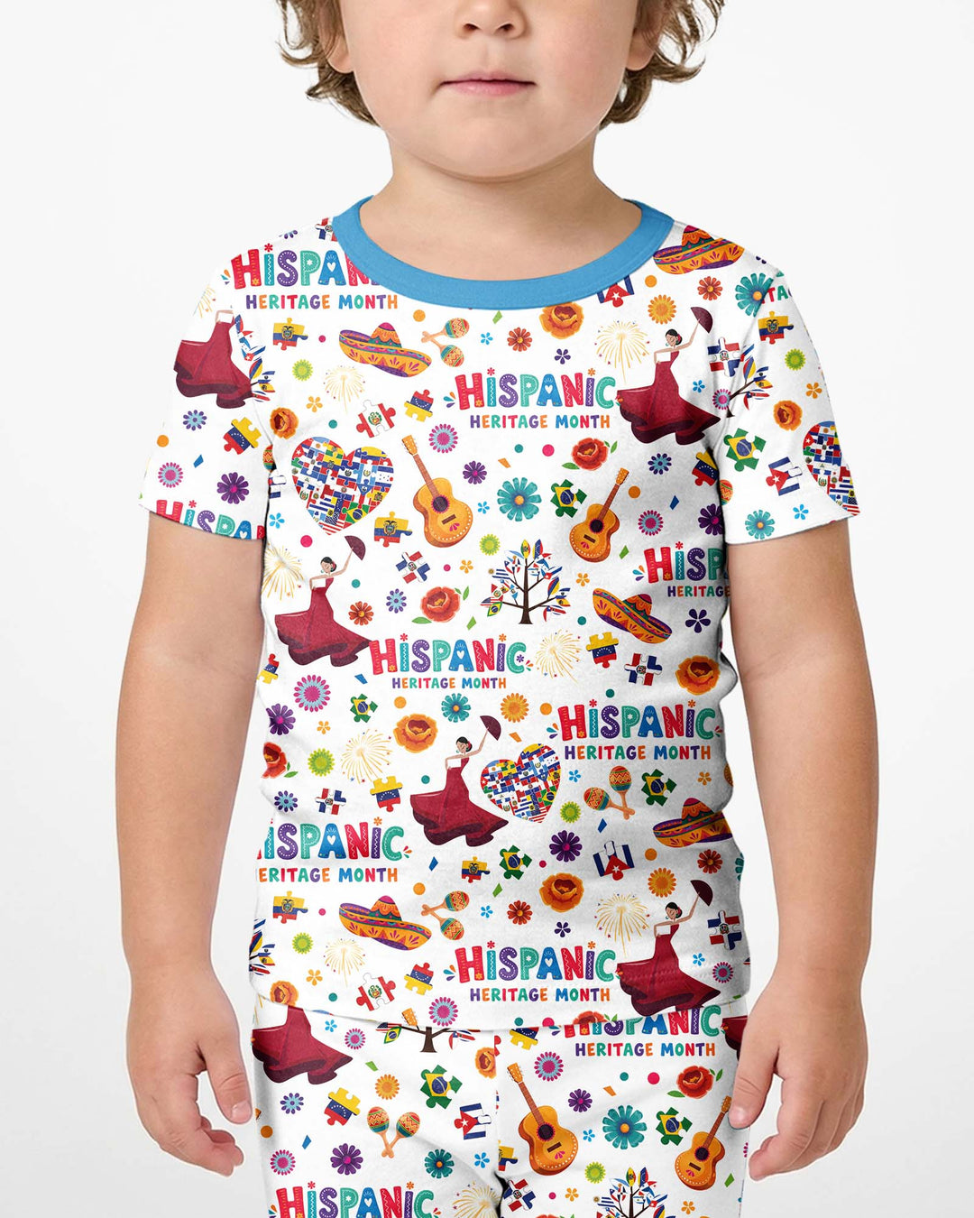 Template Zweiteiliges Pyjama-Set mit kurzen Ärmeln und Shorts