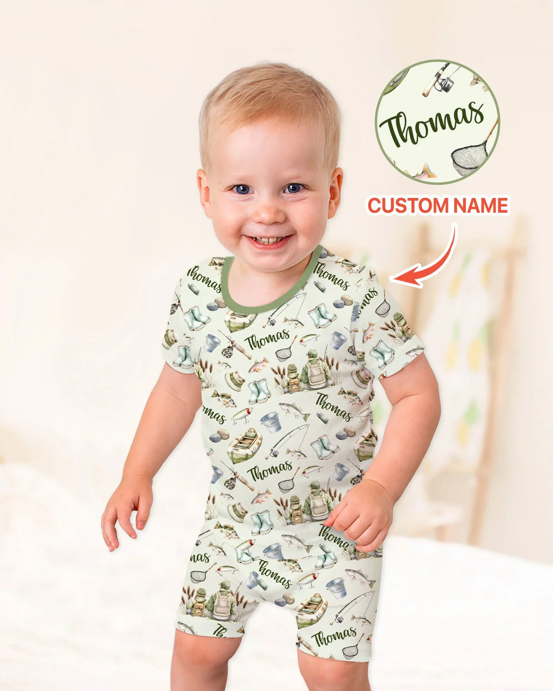 Zweiteiliges Pyjama-Set mit kurzen Ärmeln und Shorts im Sommer-Design