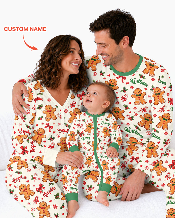 Custom Name Gingerbread Bamboo Women Pajama Set