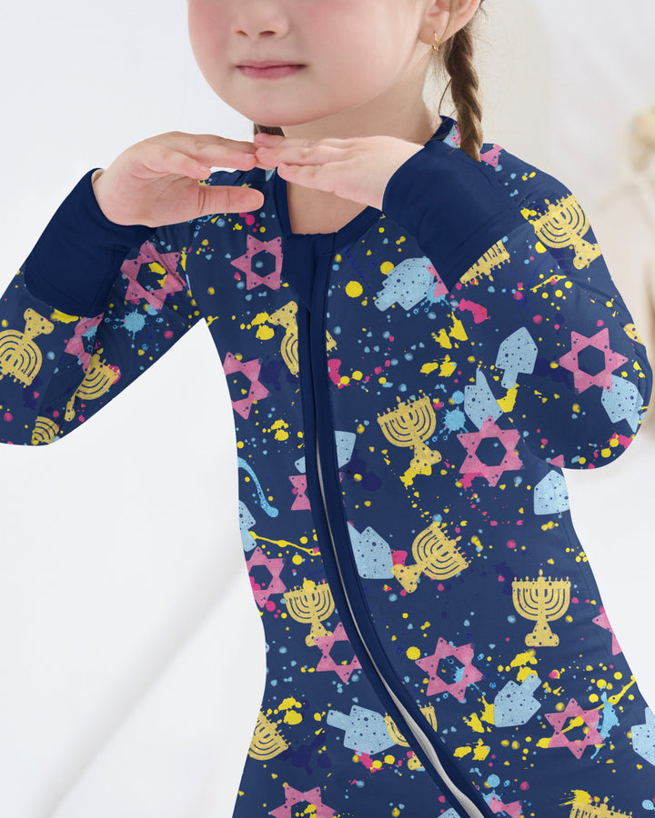 Hanukkah Family Splatter Paint  Bamboo Convertible Zippy