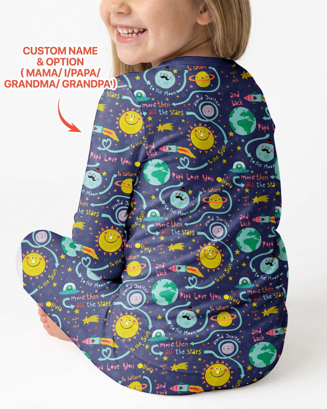 Love to the Moon and Back  Bamboo Two Piece Long Sleeve Pajama Set