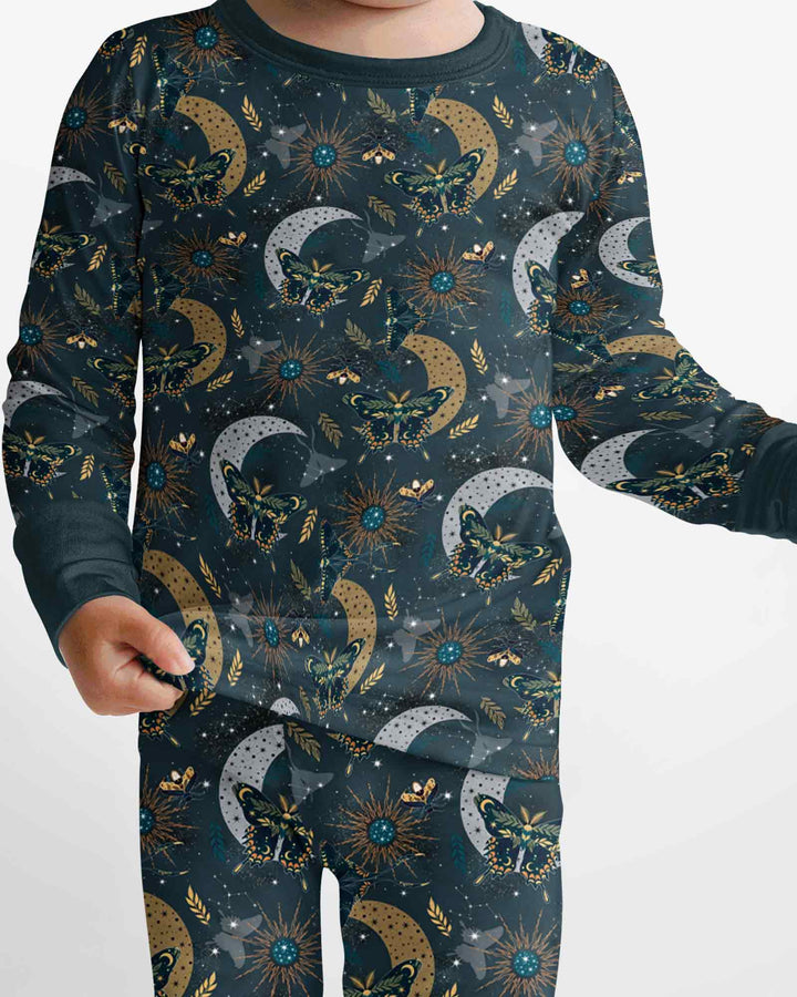 Celestial Moths Bamboo Two Piece Long Sleeve Pajama Set