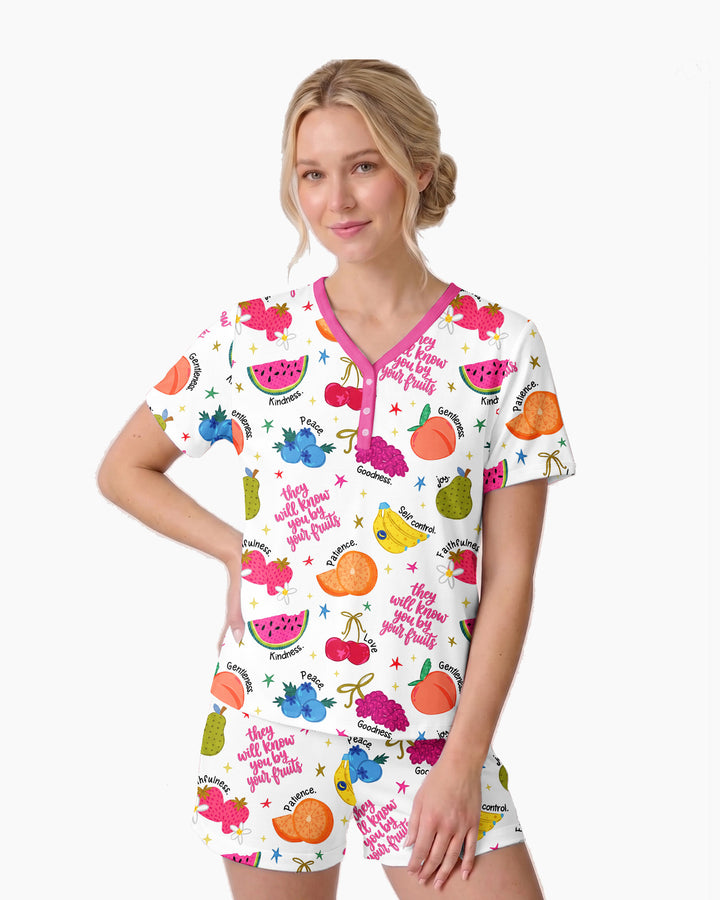 They Will Know You By Your Fruits Women Short Sleeve Short Pajama Set