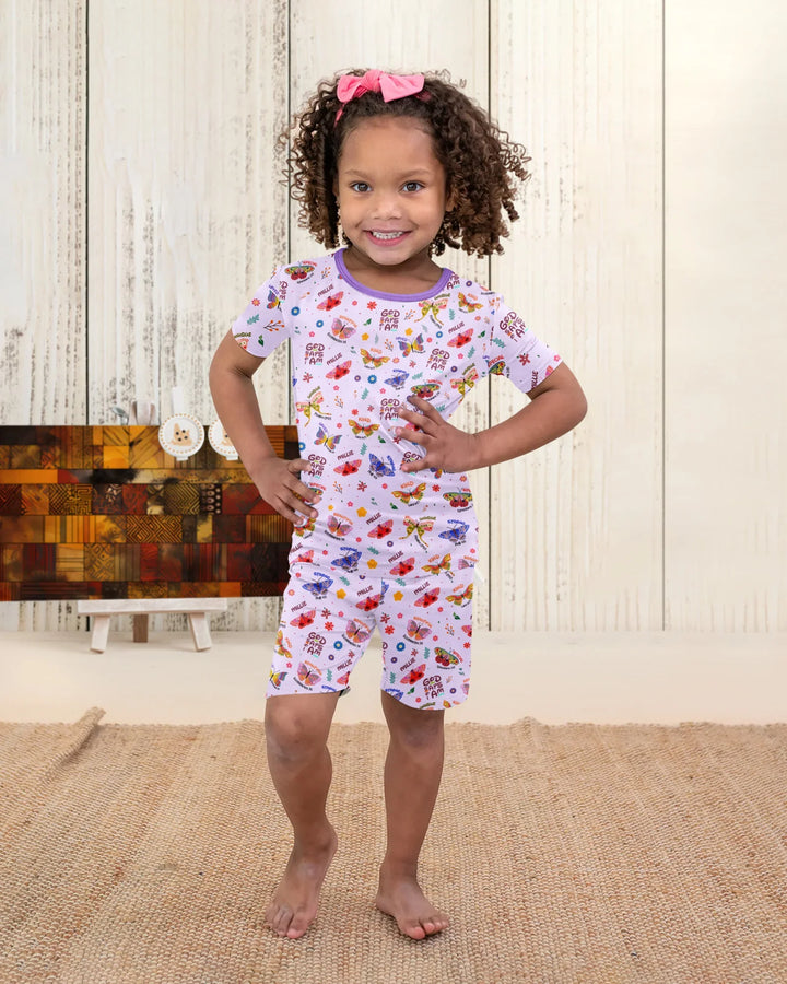 Zweiteiliges Pyjama-Set mit kurzen Ärmeln und Shorts im Sommer-Design