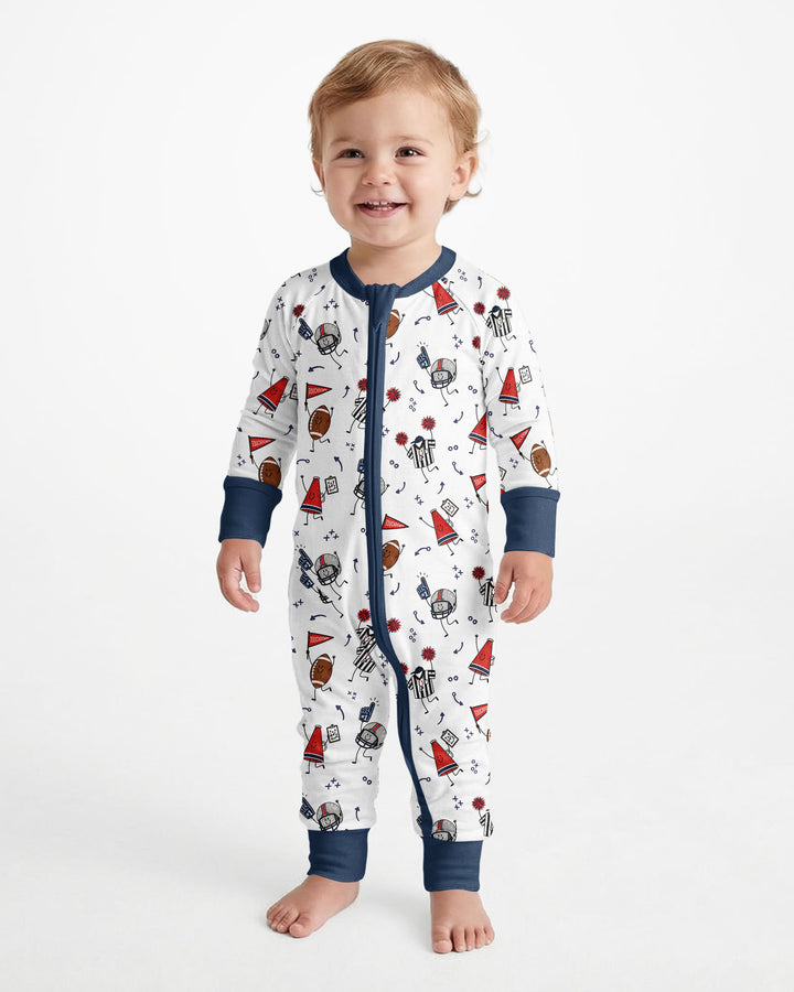 Happy Football Doodles Bamboo Convertible Zippy