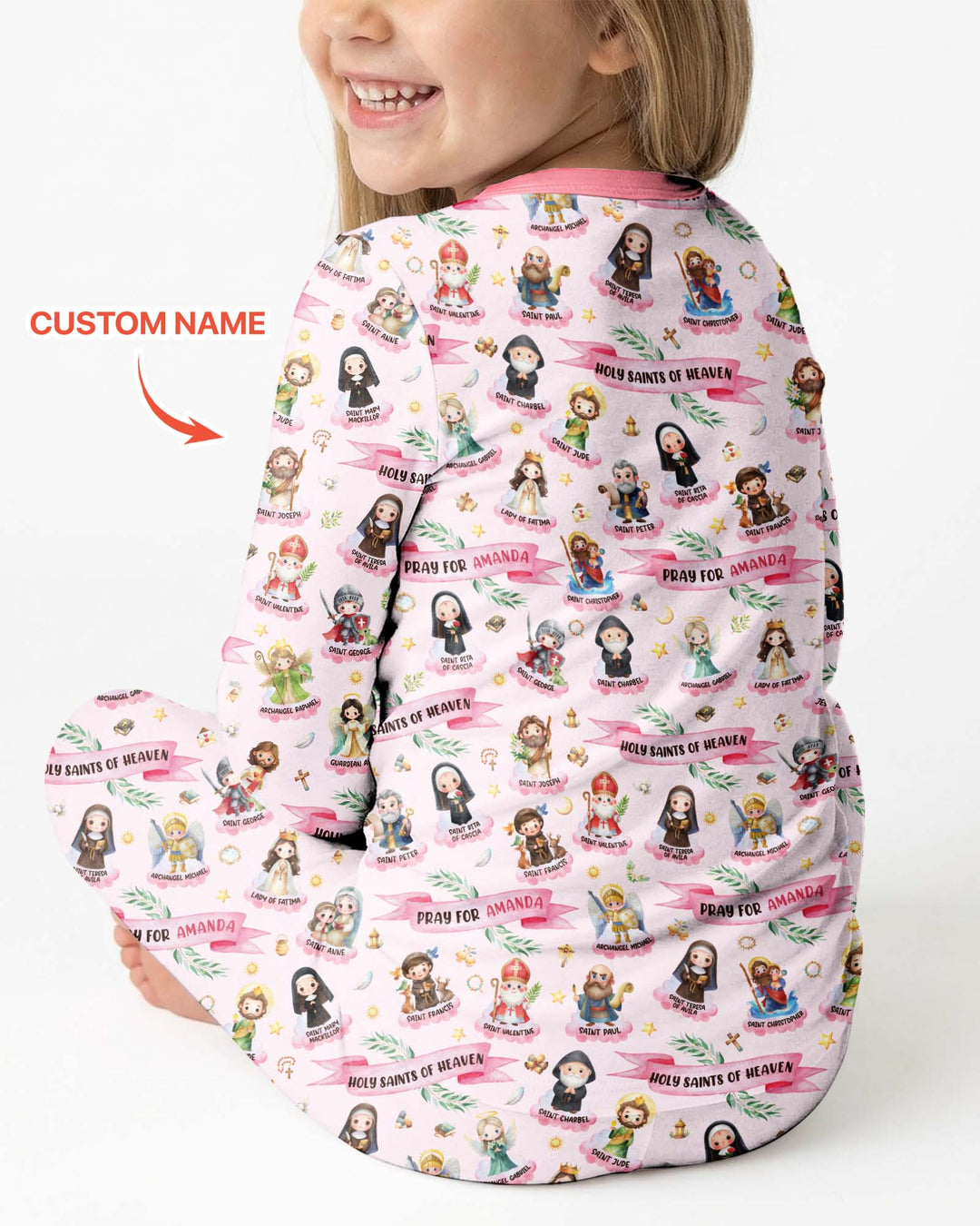 Holy Saints of Heaven Custom Name Bamboo Two Piece Long Sleeve Pajama Set