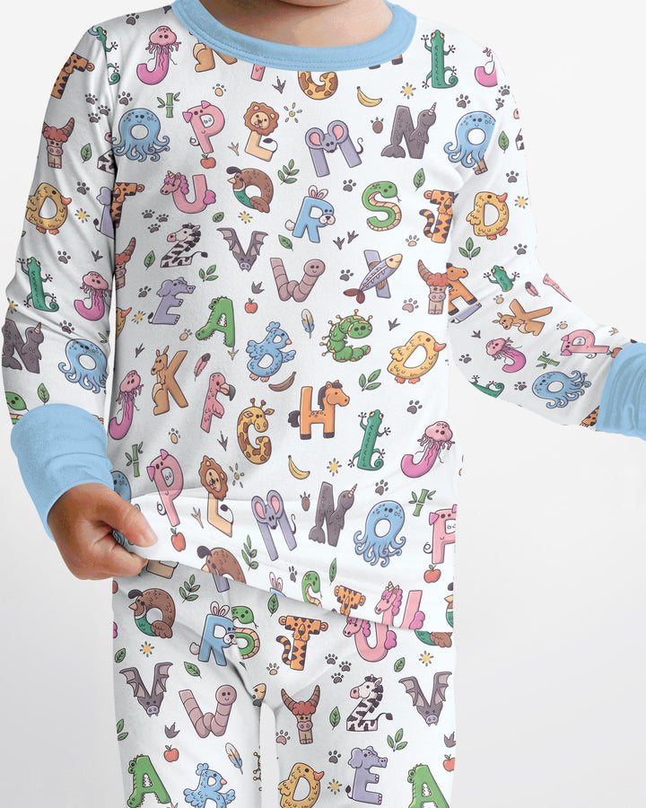 Animals Alphabet Bamboo Two Piece Long Sleeve Pajama Set
