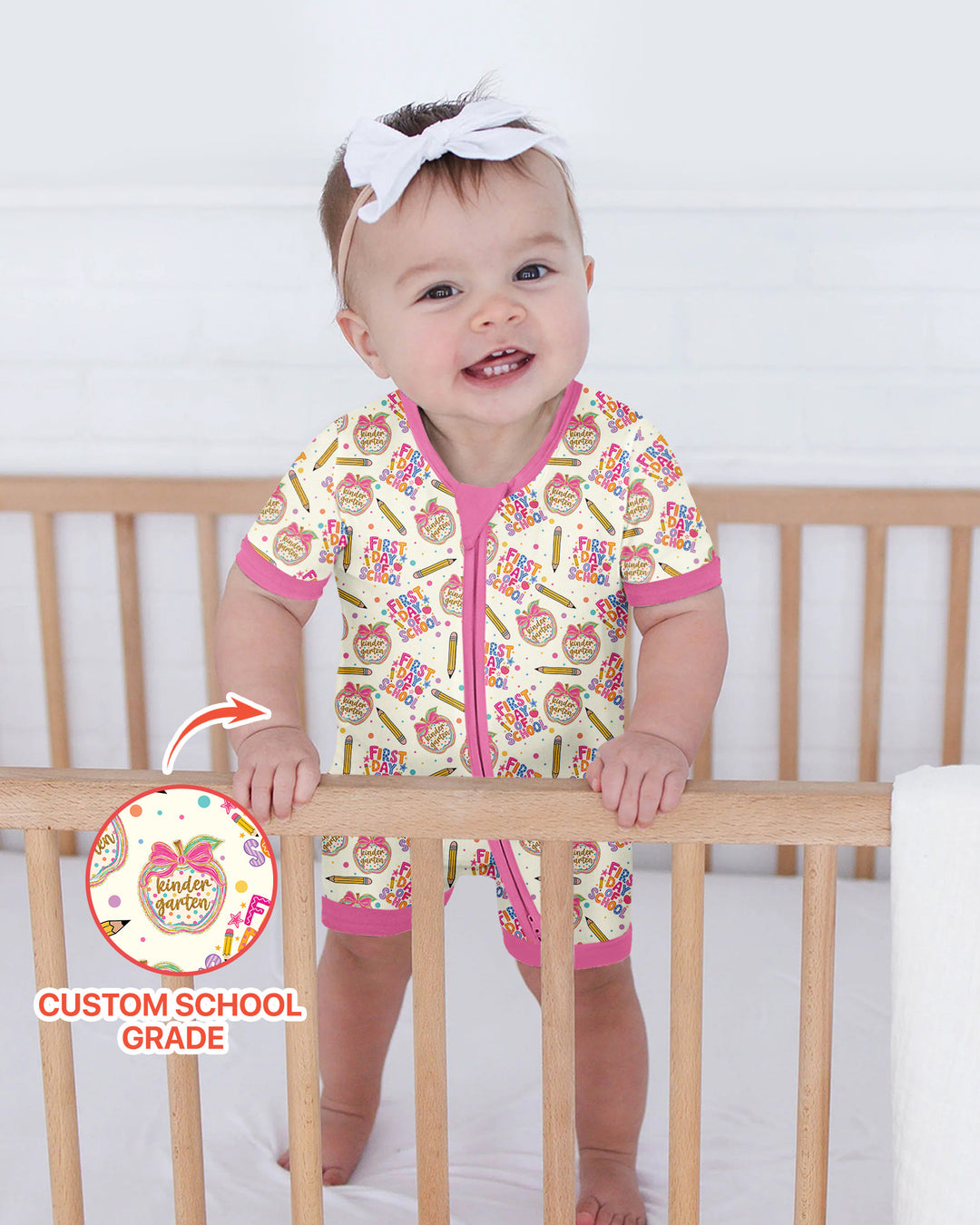 Custom School Grade First Day Cutie Bamboo Shorty Zippy