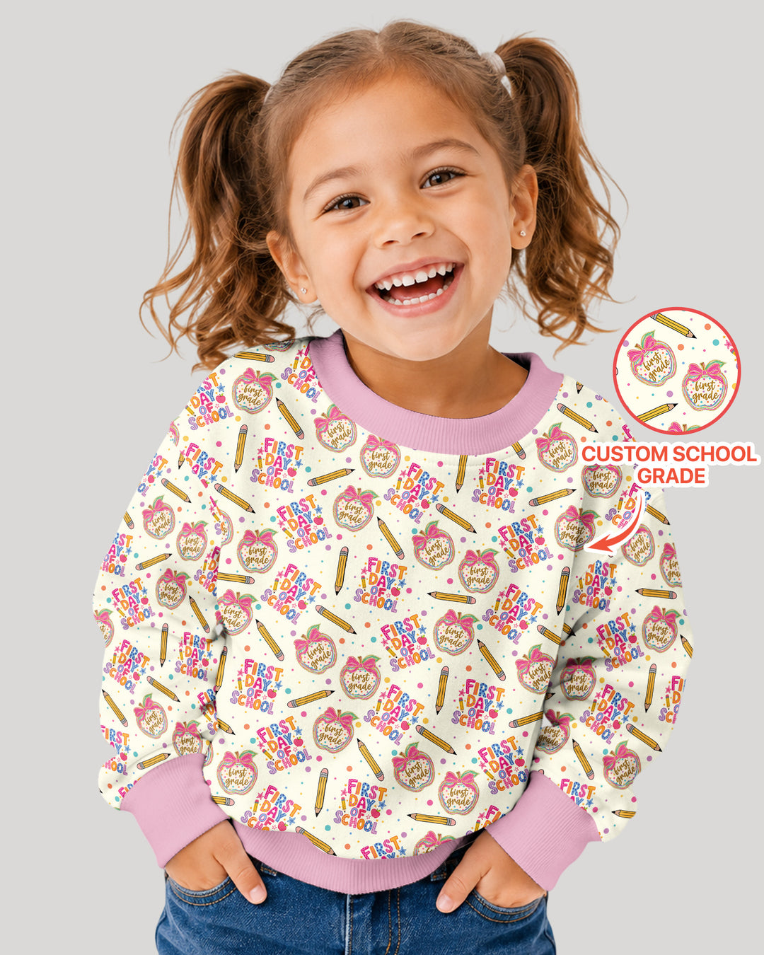 Custom School Grade First Day Cutie Bamboo Crewneck Sweatshirt