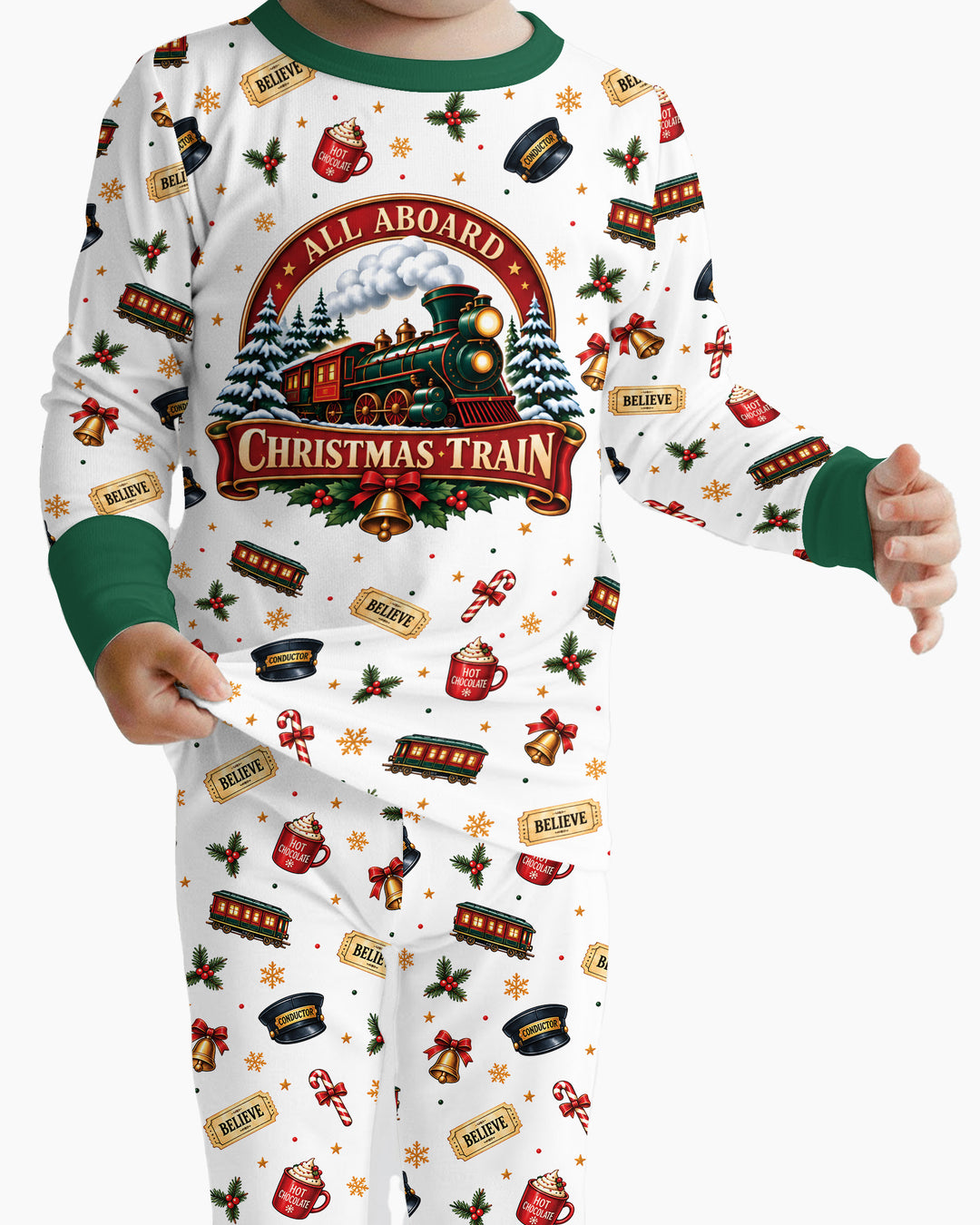 All Aboard Christmas Express Bamboo Two Piece Long Sleeve Pajama Set