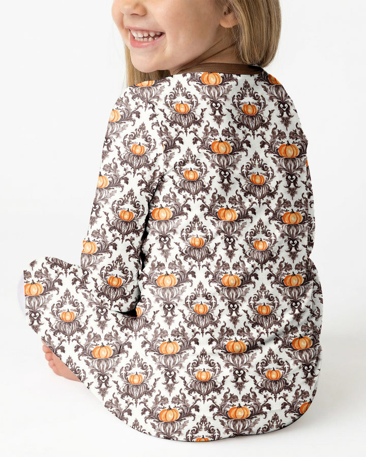 Pumpkin Toile Family Matching Bamboo Two Piece Long Sleeve Pajama Set