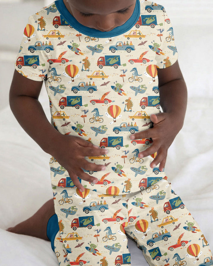 Monsters on the Move Bamboo Two Piece Short Sleeve Pajama Set