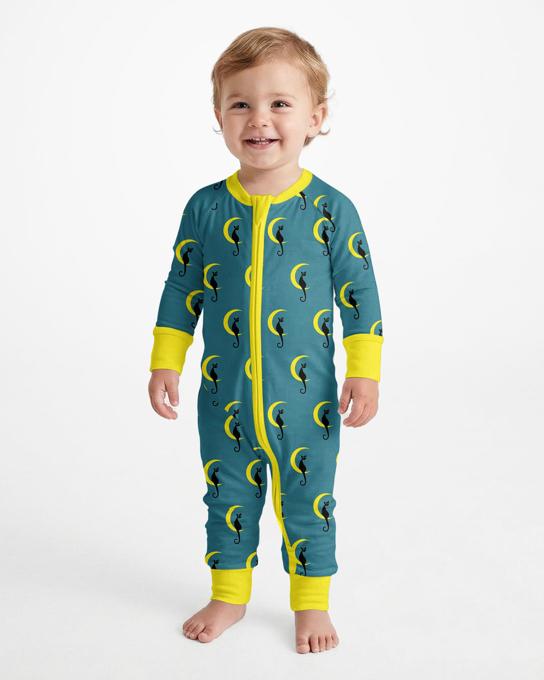 Black Cat Crescent Moon Celestial Night Bamboo Convertible Zippy