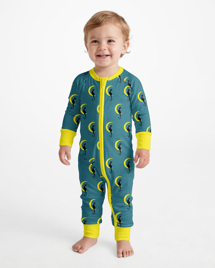 Black Cat Crescent Moon Celestial Night Bamboo Convertible Zippy