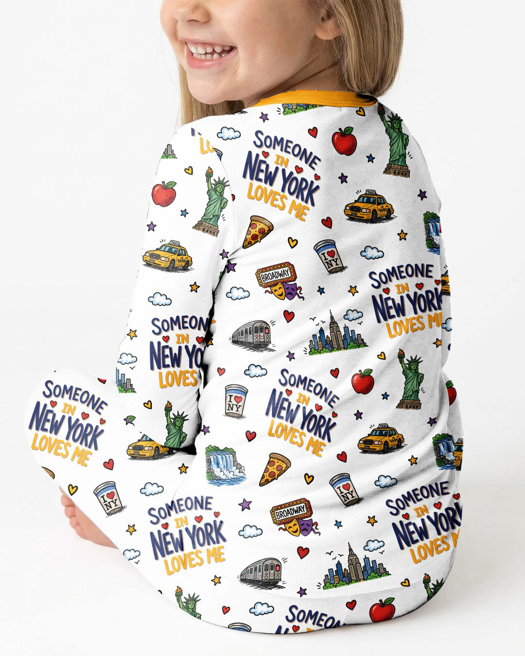 Someone in New York Loves Me Bamboo Two Piece Long Sleeve Pajama Set (P)