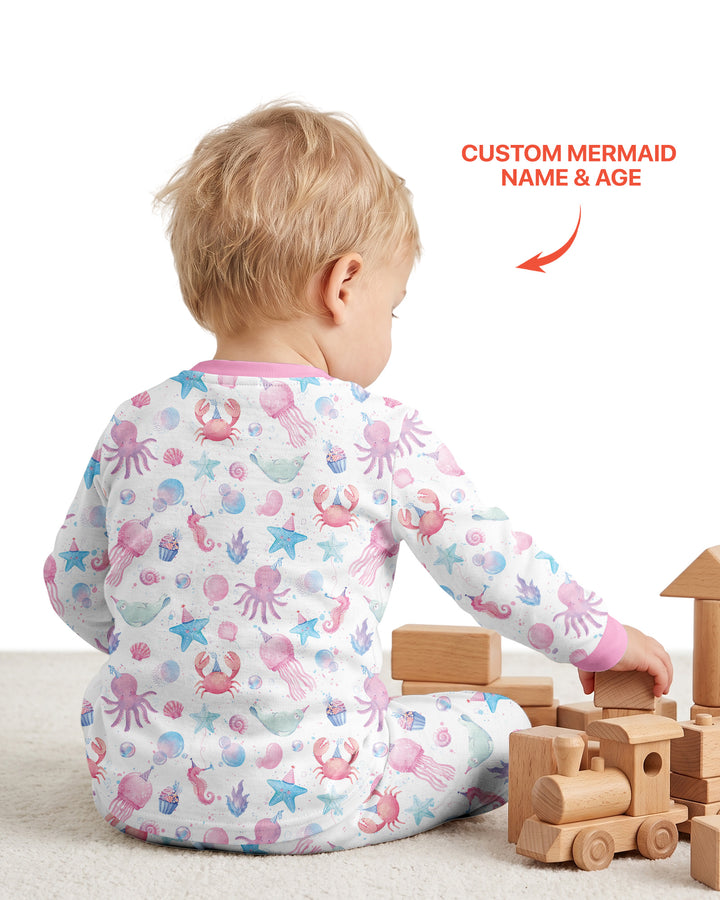 Personalized When I Wake Up I Will Be Mermaid Birthday Bamboo Two Piece Long Sleeve Pajama Set