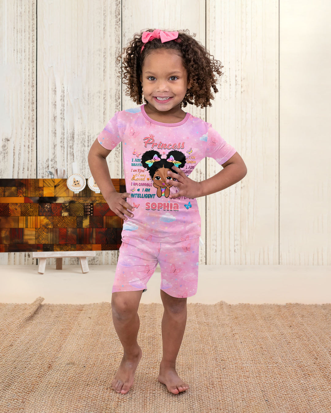 Zweiteiliges Pyjama-Set mit kurzen Ärmeln und Shorts im Sommer-Design