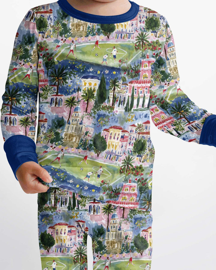 Zweiteiliges Langarm-Pyjama-Set mit Sommerfrüchten