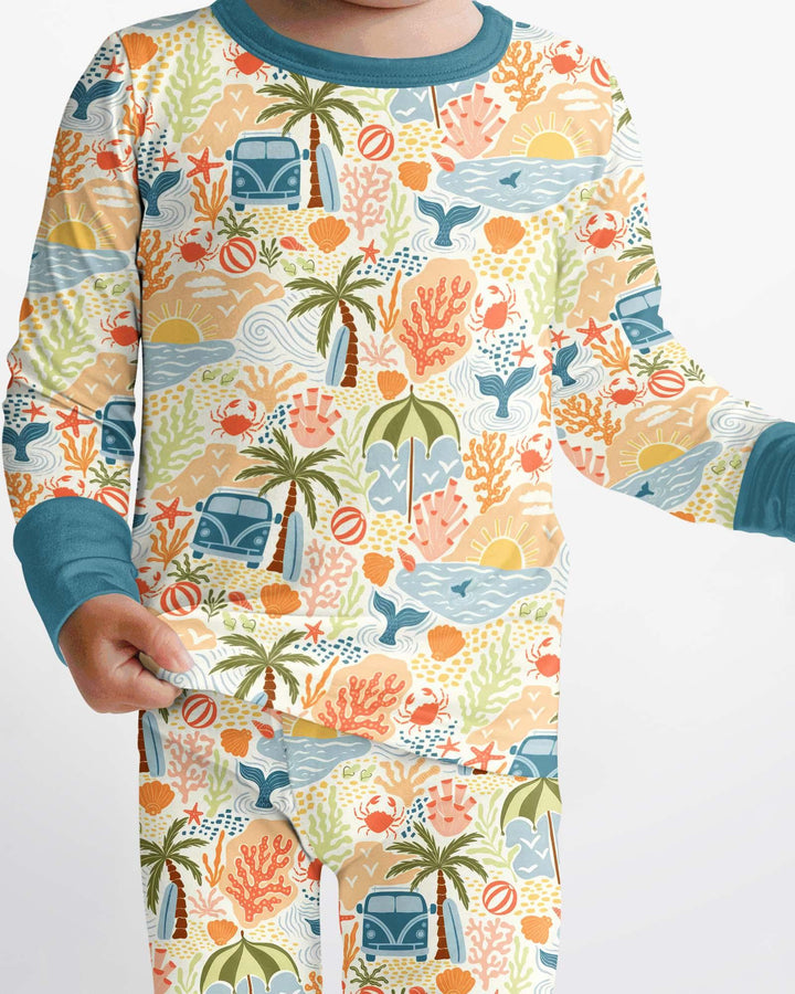 Zweiteiliges Langarm-Pyjama-Set mit Sommerfrüchten