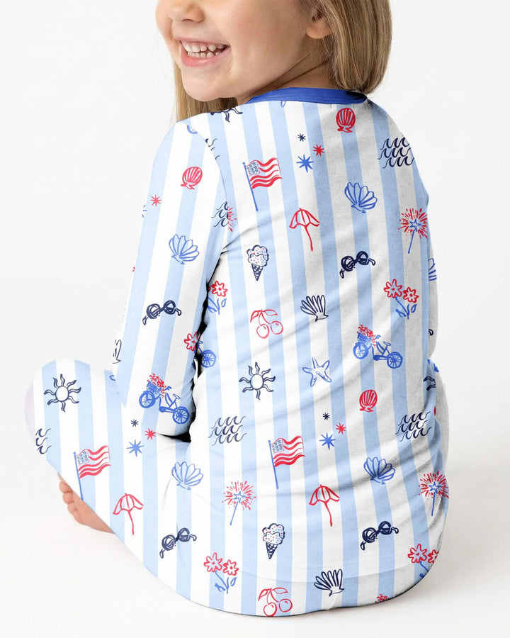 Zweiteiliges Langarm-Pyjama-Set mit Sommerfrüchten