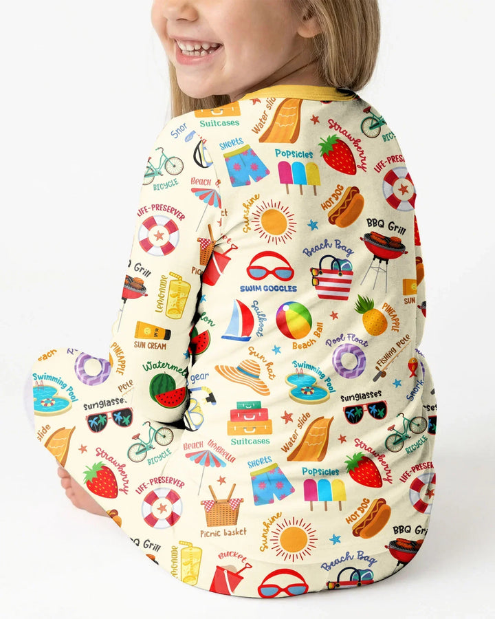 Zweiteiliges Langarm-Pyjama-Set mit Sommerfrüchten
